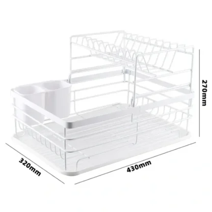 2-Tier Metal For Kitchen Dish Drainer Rack also with Removable Drip Tray - Image 3