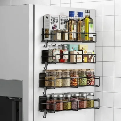 2pcs Magnetic Storage Rack | For Kitchen Fridge | Black Carbon Steel