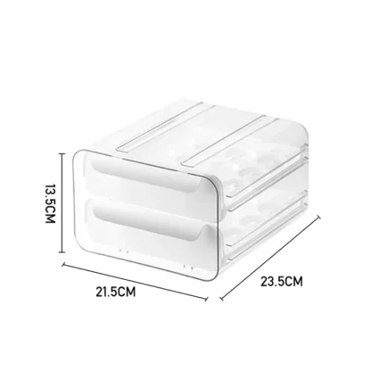 Double-Layer Egg Storage Drawer Box, Holds 32 Eggs, Clear Body - Image 4