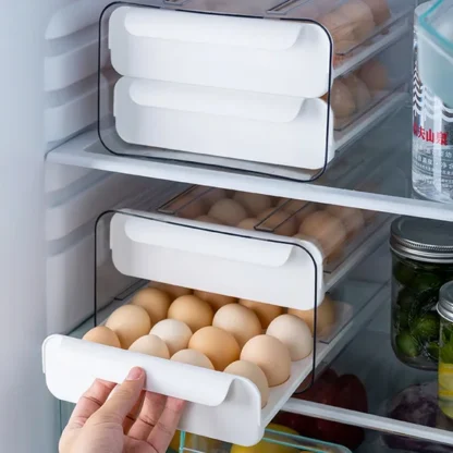 Double-Layer Egg Storage Drawer Box, Holds 32 Eggs, Clear Body - Image 5