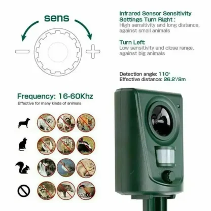 Battery Ultrasonic Garden Deterrent Repeller Animal Cat Scarer Pest - Image 6