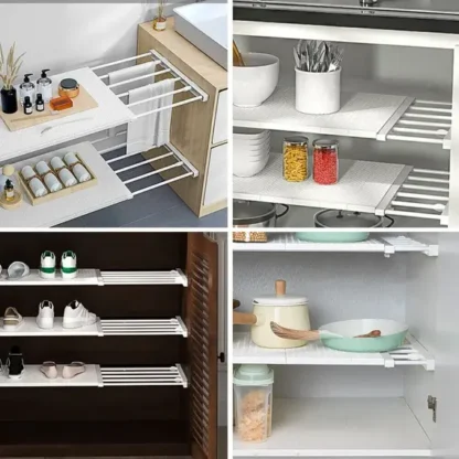 Adjustable Closet Cupboard Storage Organizer Shelf Extendable Divider - Image 6