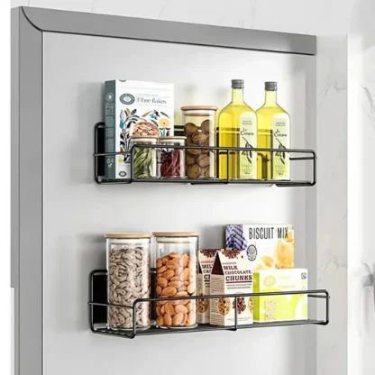 2pcs Magnetic Storage Rack | For Kitchen Fridge | Black Carbon Steel - Image 2