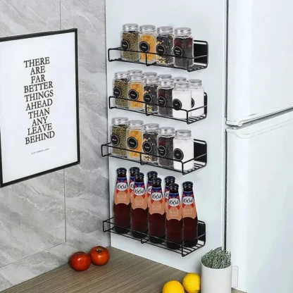 2pcs Magnetic Storage Rack | For Kitchen Fridge | Black Carbon Steel - Image 4