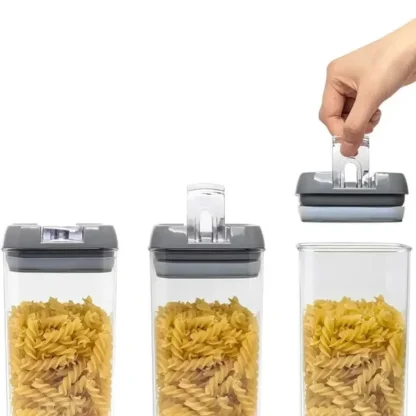 7Pcs Grey Airtight Food Storage Containers & Clasp Clear Plastic Lids - Image 4