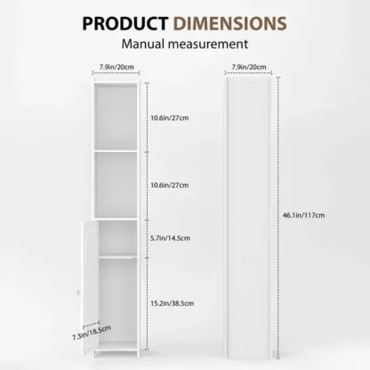 Bathroom Floor Cabinet 4 Tier, White Storage Cabinet with Doors - Image 7