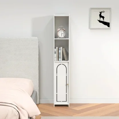 Bathroom Floor Cabinet 4 Tier, White Storage Cabinet with Doors - Image 6