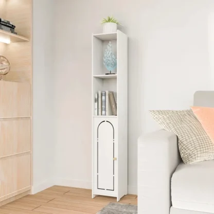 Bathroom Floor Cabinet 4 Tier, White Storage Cabinet with Doors - Image 4