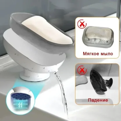 Cup Soap Dish With Drain Water For Bathroom Soap Holder - Image 3