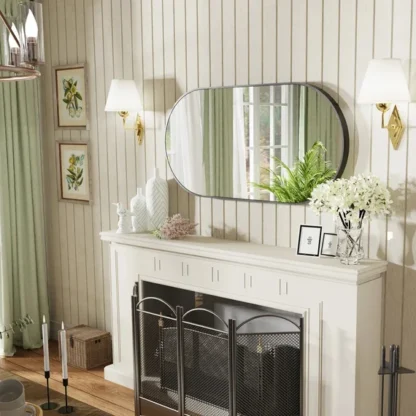 Black Oval Mirror, 20x40" Metal Frame For Bathroom, Entryway - Image 7