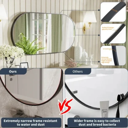 Black Oval Mirror, 20x40" Metal Frame For Bathroom, Entryway - Image 6