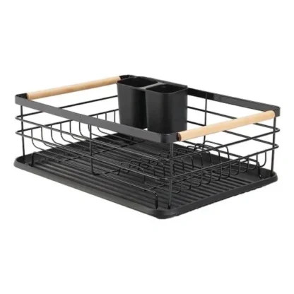 Black Iron Dish Drainer Kitchen Countertop Storage Rack Sink Tray - Image 3