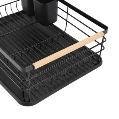 Black Iron Dish Drainer Kitchen Countertop Storage Rack Sink Tray - Image 7