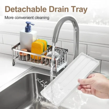 Kitchen Sink Caddy Organiser With Auto Drain Tray Storage System - Image 4