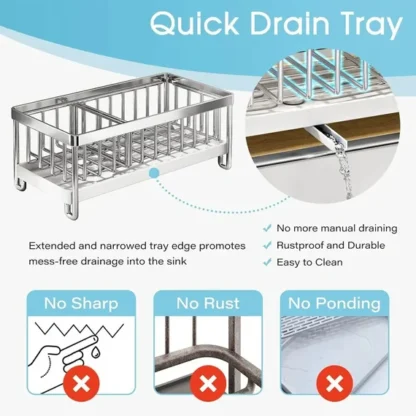 Kitchen Sink Caddy Organiser With Auto Drain Tray Storage System - Image 5