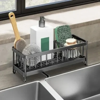Kitchen Sink Caddy Organiser With Auto Drain Tray Storage System