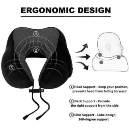 Memory Foam U-shaped Pillow Travel Neck Support - Image 5