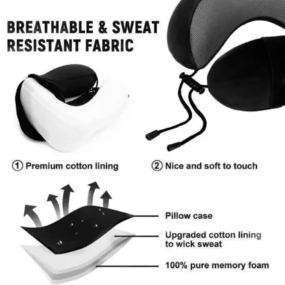 Memory Foam U-shaped Pillow Travel Neck Support - Image 4