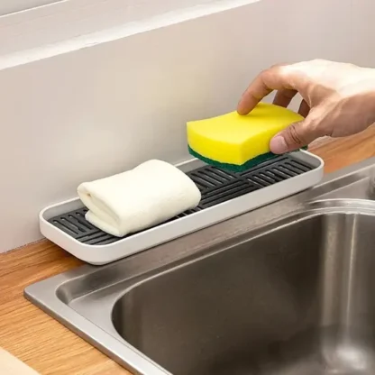 Sink Soap Organizer Rack Plastic Storage Trays Sponge Holder - Image 2