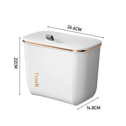 Kitchen Bathroom Hanging Small Waste Bin with Lid for cabinets - Image 3