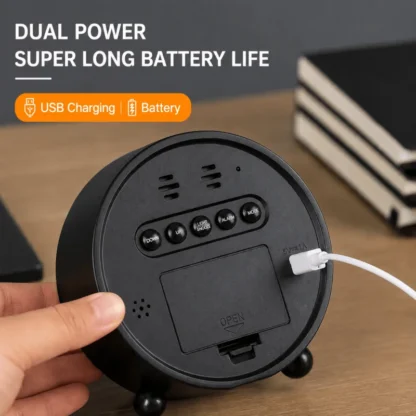 LED Digital Alarm Clock with Large Clear Display and Modern Round