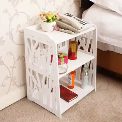 small white bedside table