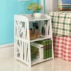 small white bedside table