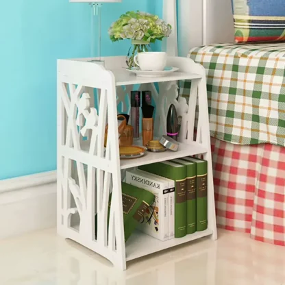 small white bedside table