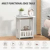 white narrow bedside table