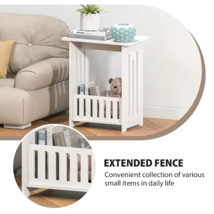 white narrow bedside table