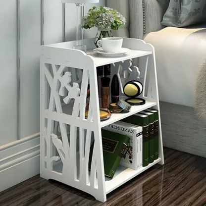 small white bedside table