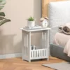 white narrow bedside table