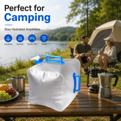 Reliable 20L Foldable Water Container with Tap for Camping