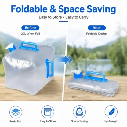 Reliable 20L Foldable Water Container with Tap for Camping